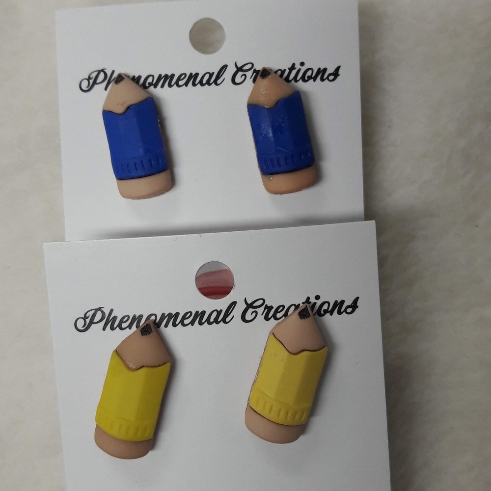 Women's Pencil Teacher's Postback Novelty Handmade Hypoallergenic Earrings